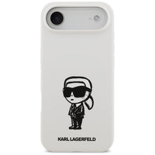 Заредете изображение във визуализатора на галерията – KARL LAGERFELD case for IPHONE 17 Air compatible with MagSafe KLHMP17MSKIGROH (Silicone W/ KL Sketch &amp; Logo) white

