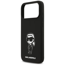 Заредете изображение във визуализатора на галерията – KARL LAGERFELD case for IPHONE 17 Pro Max compatible with MagSafe KLHMP17XSKIGROK (Silicone W/ KL Sketch &amp; Logo) black
