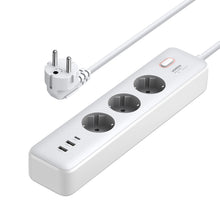 Заредете изображение във визуализатора на галерията – Ugreen CD286 extension cable 3x AC 2x USB-A 1x USB-C 30W with switch - white
