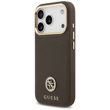 Заредете изображение във визуализатора на галерията – GUESS case for IPHONE 17 Pro compatible with MagSafe GUHMP17LPGCRMDEW (PU W/ Grained Strass Logo) brown
