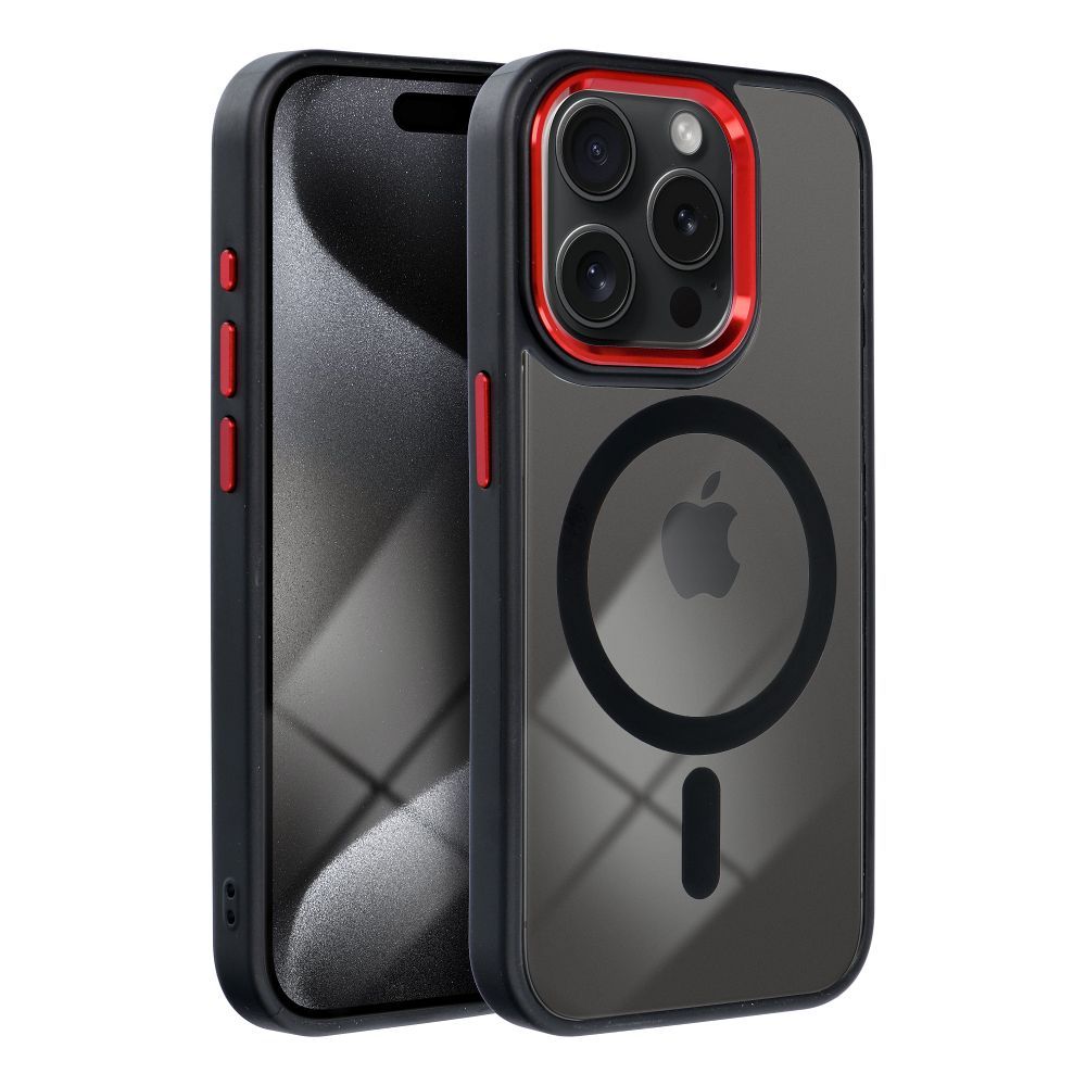 COLOR EDGE MAG COVER case compatible with MagSafe for IPHONE 17 black red