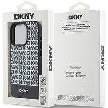 Заредете изображение във визуализатора на галерията – Original Case DKNY hardcase Leather Printed Pattern Metal Logo MagSafe DKHMP15LPSOSPK for Iphone 15 Pro black
