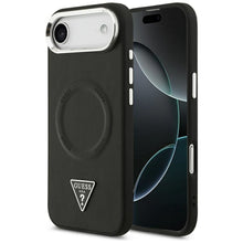 Заредете изображение във визуализатора на галерията – GUESS case for IPHONE 17 Air compatible with MagSafe GUHMP17MPSDTSCMK (PU W/ Triangle Logo) black
