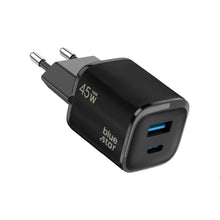 Заредете изображение във визуализатора на галерията – Phone charger Blue Star Nano GaN USB C + USB A QC4.0 PD 3A 45W VT-334 black
