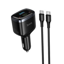 Заредете изображение във визуализатора на галерията – Car charger Hoco USB A + 2xUSB C PD QC3.0 93W with USB C to C cable Z70 black
