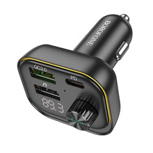 Заредете изображение във визуализатора на галерията – Borofone Transmitter FM BC54 Acertar MP3, Bluetooth - 2xUSB + Type C - QC 3.0 PD 30W black

