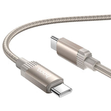 Заредете изображение във визуализатора на галерията – Cable USB C to USB C Hoco 3A 60W 1 m X117 gold
