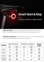 Заредете изображение във визуализатора на галерията – Rockbros Q3 rear bicycle lamp with intelligent stop system - black
