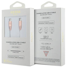 Заредете изображение във визуализатора на галерията – Guess Ebossed Logo USB-C / USB-C Cable 1.5m Fast Charging - Pink
