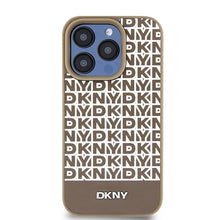Заредете изображение във визуализатора на галерията – Original Case DKNY hardcase Leather Printed Pattern Metal Logo MagSafe DKHMP15LPSOSPW for Iphone 15 Pro brown
