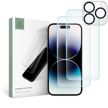 Заредете изображение във визуализатора на галерията – Tech-Protect Supreme Set for iPhone 14 Pro 2x Tempered Glass for Display / Tempered Glass for Camera
