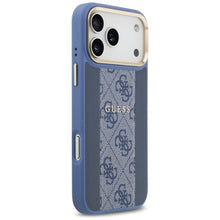 Заредете изображение във визуализатора на галерията – GUESS case for IPHONE 17 Pro Max compatible with MagSafe GUHMP17XPG4SEMCB (PU W/ 4G Stripe) blue
