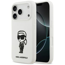 Заредете изображение във визуализатора на галерията – KARL LAGERFELD case for IPHONE 17 Pro compatible with MagSafe KLHMP17LSKIGROH (Silicone W/ KL Sketch &amp; Logo) white
