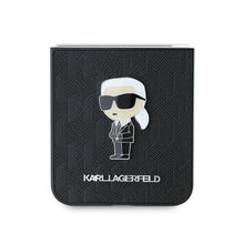 Заредете изображение във визуализатора на галерията – KARL LAGERFELD case for SAMSUNG Z Flip 6 KLHCZF6SAPKINPK (HC Saffiano Monogram Ikonik Pin) black
