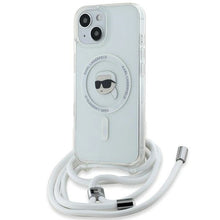Заредете изображение във визуализатора на галерията – Karl Lagerfeld Crossbody IML Karl Head MagSafe case for iPhone 15 / 14 / 13 - transparent
