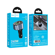 Заредете изображение във визуализатора на галерията – HOCO car charger USB A + Type C + cigarette lighter PD QC3.0 3A 35W Z56 black

