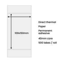 Заредете изображение във визуализатора на галерията – Thermal labels 100x150mm (500 pieces) - white
