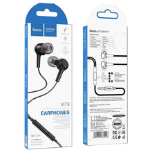 Заредете изображение във визуализатора на галерията – HOCO wire earphones Jack 3,5 mm with microphone M78 black
