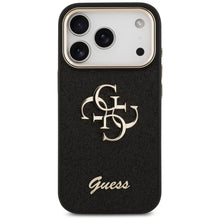 Заредете изображение във визуализатора на галерията – GUESS case for IPHONE 17 Pro GUHCP17LHG4SGCK (Fixed Glitter Big 4G Metal Frame) black
