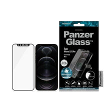 Заредете изображение във визуализатора на галерията – PanzerGlass E2E Microfracture Antibacterial Glass with Swarovsky Crystal Camera Cover for iPhone 12/12 Pro - With Black Frame
