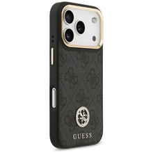 Заредете изображение във визуализатора на галерията – GUESS case for IPHONE 17 Pro compatible with MagSafe GUHMP17LP4GRMDEK (PU W/ 4G Strass Logo) black

