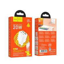 Заредете изображение във визуализатора на галерията – HOCO charger 2 x Type C + 2 x USB A + cable Type C to Type C PD QC3.0 3A 20W N55 white
