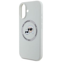 Заредете изображение във визуализатора на галерията – KARL LAGERFELD case for IPHONE 16 compatible with MagSafe KLHMP16SSKCHTCE (Silicone KC Heads) beige
