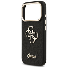 Заредете изображение във визуализатора на галерията – GUESS case for IPHONE 17 Pro GUHCP17LHG4SGCK (Fixed Glitter Big 4G Metal Frame) black
