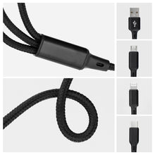 Заредете изображение във визуализатора на галерията – Cable Type C 3in1 for iPhone Lightning 8-pin + Type C + Micro C171 black
