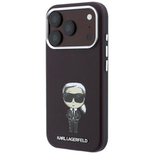 Заредете изображение във визуализатора на галерията – KARL LAGERFELD case for IPHONE 18 Pro Max/ 17 Pro Max compatible with MagSafe (Smooth Ikonik Sketch) burgundy

