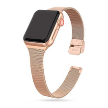 Заредете изображение във визуализатора на галерията – Tech-Protect Thin Milanese bracelet for Apple Watch 4 / 5 / 6 / 7 / 8 / 9 / SE (38/40/41 mm) - gold
