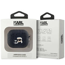 Заредете изображение във визуализатора на галерията – Karl Lagerfeld Monogram Karl &amp; Choupette Head case for AirPods 3 - black
