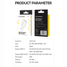 Заредете изображение във визуализатора на галерията – Wozinsky CWCUCW 30W USB-C / 2 x USB-A wall charger - white
