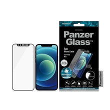 Заредете изображение във визуализатора на галерията – PanzerGlass E2E Microfracture Antibacterial Glass with Swarovsky Crystal Camera Cover for iPhone 12 mini - with Black Frame
