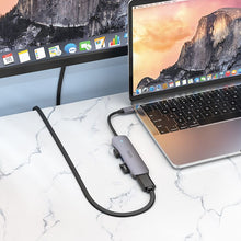 Заредете изображение във визуализатора на галерията – Adapter HUB 6in1 (HDTV+USB 3.0+USB 2.0+SD+TF+PD) USB-C Hoco HB28 black

