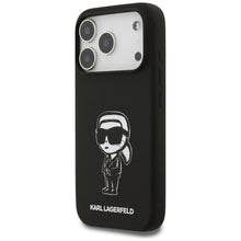 Заредете изображение във визуализатора на галерията – KARL LAGERFELD case for IPHONE 17 Pro compatible with MagSafe KLHMP17LSKIGROK (Silicone W/ KL Sketch &amp; Logo) black

