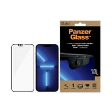 Заредете изображение във визуализатора на галерията – PanzerGlass E2E Microfracture antibacterial glass with camera cover for iPhone 13 Pro Max - with black frame
