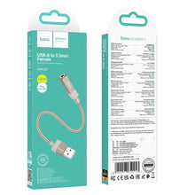 Заредете изображение във визуализатора на галерията – Adapter AUX USB A (male) to Jack 3,5 mm (female) Hoco UPA32D gold
