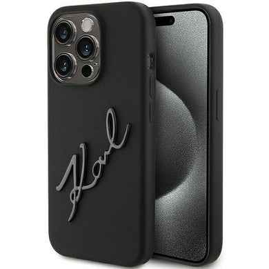 Оригинален гръб KARL LAGERFELD за IPHONE 15 Pro Max KLHCP15XSKSBMCK (Silicone Karl Script Logo) черен