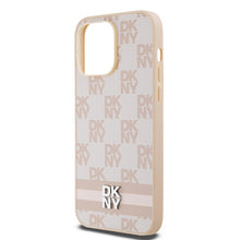 Заредете изображение във визуализатора на галерията – Original Case DKNY hardcase Leather Checkered Mono Pattern &amp; Printed Stripes DKHCP14XPCPTSSP for Iphone 14 Pro Max pink
