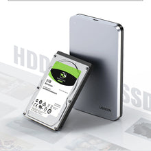 Заредете изображение във визуализатора на галерията – Ugreen CM300 70499 bay for 2.5'' SATA 3.0 6Gbps hard drive - gray + USB-C - USB-C cable 0.5m
