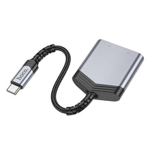 Заредете изображение във визуализатора на галерията – HOCO adapter AUX 2in1 Type C to Type C / Jack 3,5 mm 27W LS39 metal gray
