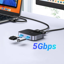 Заредете изображение във визуализатора на галерията – Ugreen CM757 2in1 adapter 2x USB-A 3.0 (input) / 2x USB-A (output) - gray
