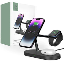 Заредете изображение във визуализатора на галерията – Tech-Protect A12 3in1 MagSafe inductive charger for smartphone / headphones / smartwatch - black
