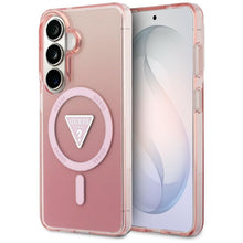 Заредете изображение във визуализатора на галерията – GUESS case for SAMSUNG S26 GUHMS26SHGTMLCGP (Magnetic IML Gradient Triangle) pink
