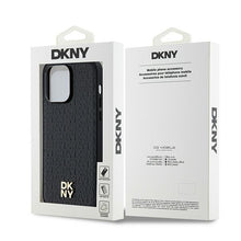 Заредете изображение във визуализатора на галерията – Original Case DKNY hardcase Leather Pattern Metal Logo MagSafe DKHMP13XPSHRPSK for Iphone 13 Pro Max black

