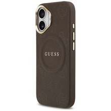 Заредете изображение във визуализатора на галерията – GUESS case for IPHONE 17 compatible with MagSafe GUHMP17SPSAMSECW (PU W/ Peony Hot Stamp) brown
