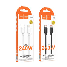 Заредете изображение във визуализатора на галерията – HOCO cable Type C to Type C 5A 240W X115 1 m black
