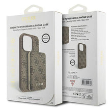 Заредете изображение във визуализатора на галерията – Guess 4G Metal Logo case set for iPhone 15 Pro + 5000mAh MagSafe power bank - brown
