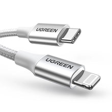 Заредете изображение във визуализатора на галерията – Ugreen US304 70523 USB-C / Lightning MFi cable 1m - silver

